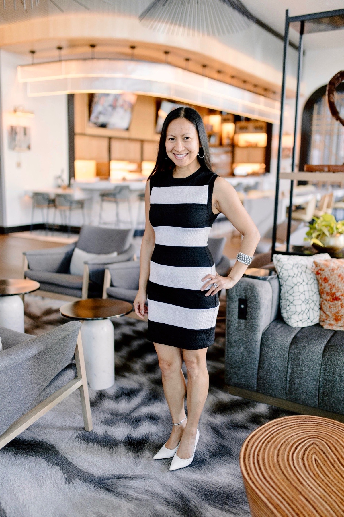 Leizl Hensley in a modern Omaha lounge